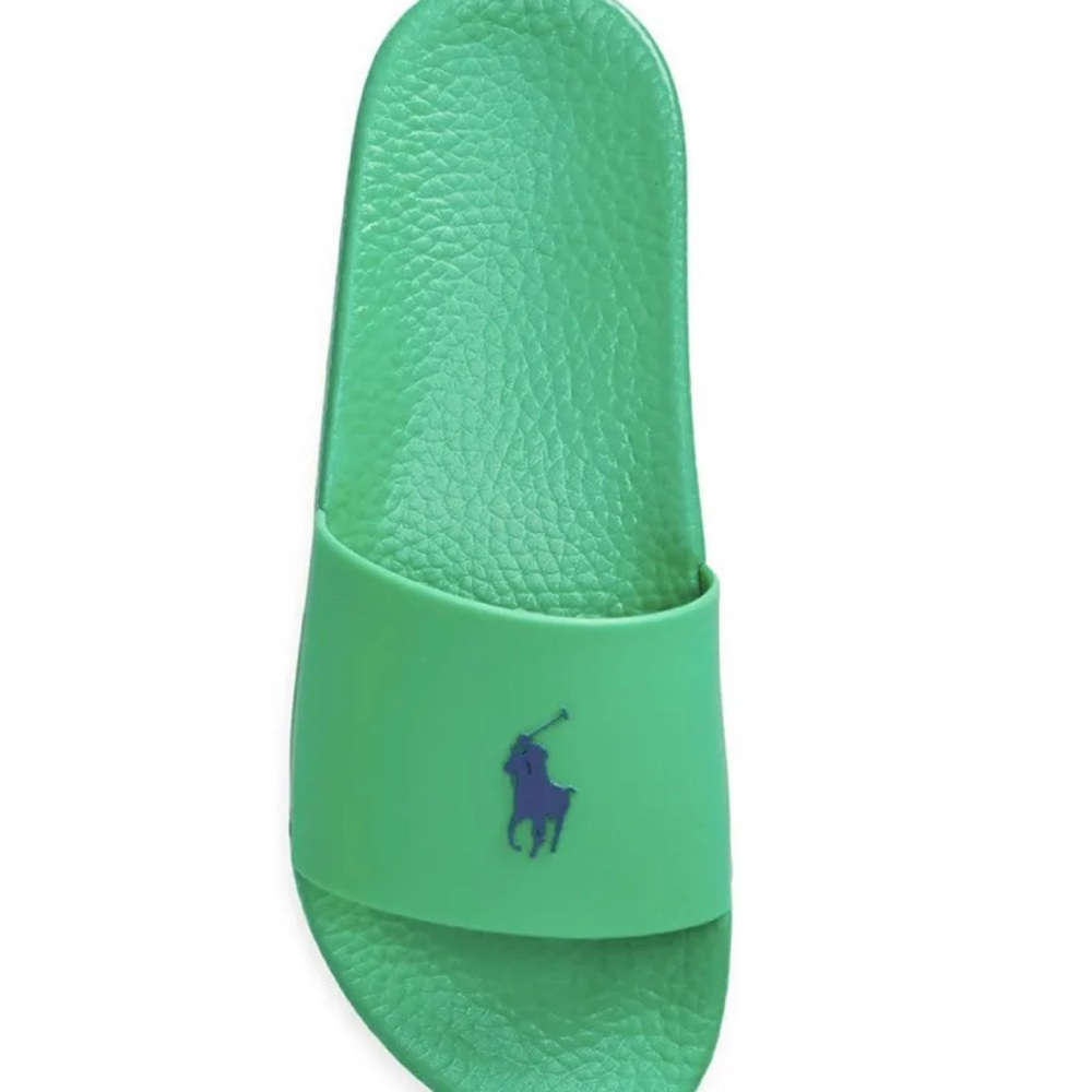 POLO RALPH LAUREN Cabo Green/Light Navy SIGNATURE PONY POOL SLIDES 9 10 11 12 13 - Picture 3 of 5